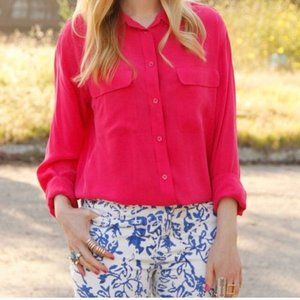 Equipment Silk Coral Button Up Blouse - S